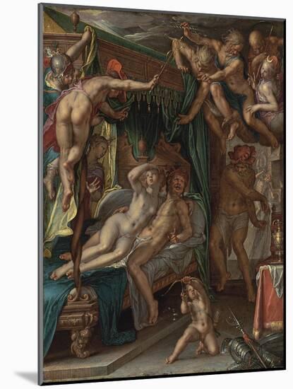 Mars and Venus Surprised by Vulcan-Joachim Wtewael-Mounted Giclee Print