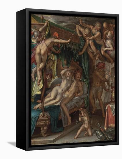 Mars and Venus Surprised by Vulcan-Joachim Wtewael-Framed Stretched Canvas