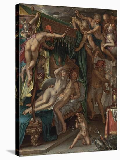 Mars and Venus Surprised by Vulcan-Joachim Wtewael-Stretched Canvas