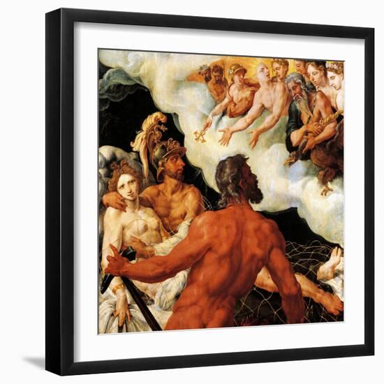 Mars and Venus Trapped in Vulcan's Net, 1540-Maerten van Heemskerck-Framed Giclee Print