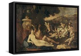 Mars et Vénus-Nicolas Poussin-Framed Stretched Canvas