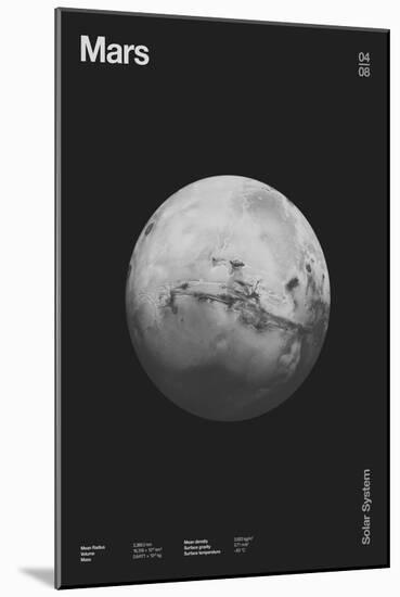 Mars : Minimal Planets Datas, 2023 (Digital)-Florent Bodart-Mounted Giclee Print