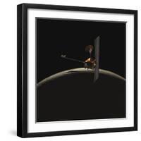 Mars Odyssey Spacecraft over Martian Sunrise-Stocktrek Images-Framed Photographic Print