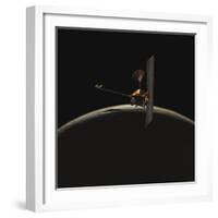 Mars Odyssey Spacecraft over Martian Sunrise-Stocktrek Images-Framed Photographic Print