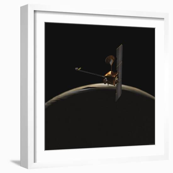 Mars Odyssey Spacecraft over Martian Sunrise-Stocktrek Images-Framed Photographic Print