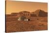 Mars Outpost Near Mesa-Stocktrek Images-Stretched Canvas