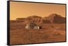 Mars Outpost Near Mesa-Stocktrek Images-Framed Stretched Canvas