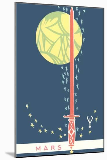 Mars: Planet, Sword and Stars-null-Mounted Giclee Print