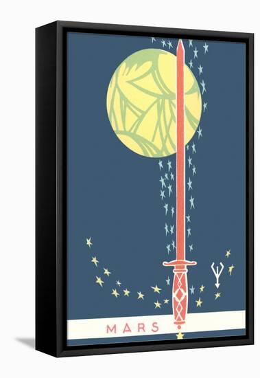 Mars: Planet, Sword and Stars-null-Framed Stretched Canvas