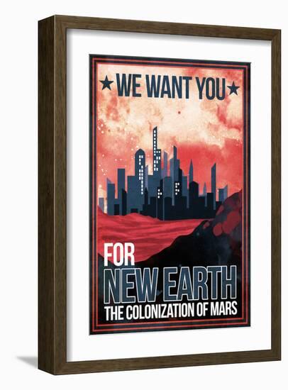 Mars Retro Space Travel - Colonize Mars-Lynx Art Collection-Framed Art Print