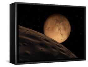 Mars Seen from its Outer Moon, Deimos-Stocktrek Images-Framed Stretched Canvas