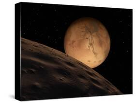 Mars Seen from its Outer Moon, Deimos-Stocktrek Images-Stretched Canvas