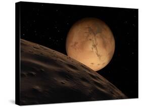 Mars Seen from its Outer Moon, Deimos-Stocktrek Images-Stretched Canvas