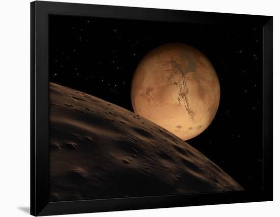 Mars Seen from its Outer Moon, Deimos-Stocktrek Images-Framed Premium Photographic Print