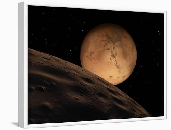 Mars Seen from its Outer Moon, Deimos-Stocktrek Images-Framed Photographic Print