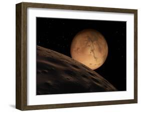 Mars Seen from its Outer Moon, Deimos-Stocktrek Images-Framed Photographic Print