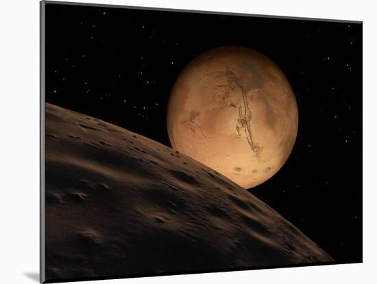 Mars Seen from its Outer Moon, Deimos-Stocktrek Images-Mounted Photographic Print