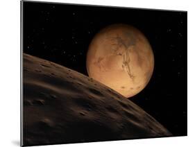 Mars Seen from its Outer Moon, Deimos-Stocktrek Images-Mounted Photographic Print