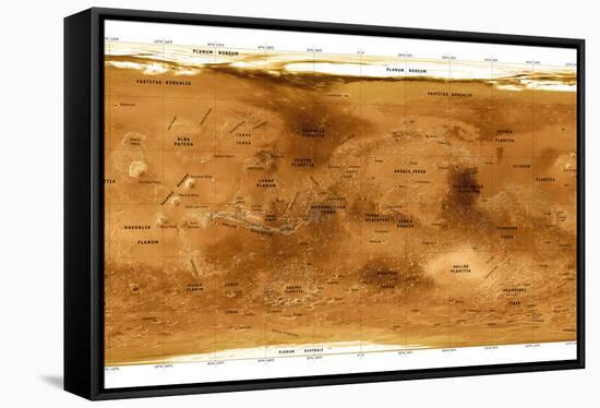 Mars Topographical Map, Satellite Image-Detlev Van Ravenswaay-Framed Stretched Canvas