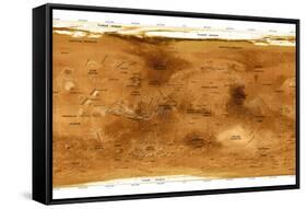 Mars Topographical Map, Satellite Image-Detlev Van Ravenswaay-Framed Stretched Canvas