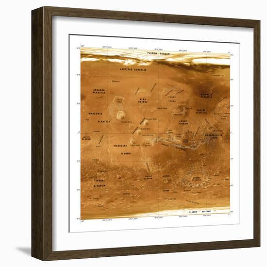Mars Topographical Map, Satellite Image-Detlev Van Ravenswaay-Framed Premium Photographic Print