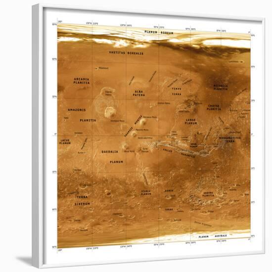 Mars Topographical Map, Satellite Image-Detlev Van Ravenswaay-Framed Photographic Print