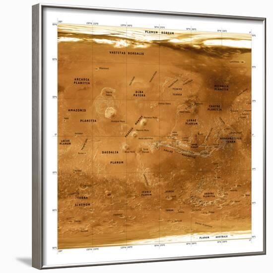 Mars Topographical Map, Satellite Image-Detlev Van Ravenswaay-Framed Photographic Print