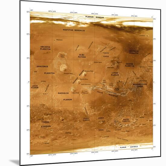 Mars Topographical Map, Satellite Image-Detlev Van Ravenswaay-Mounted Photographic Print