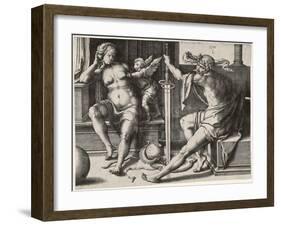 Mars, Venus, and Cupid, 1530-Lucas van Leyden-Framed Giclee Print