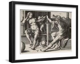 Mars, Venus, and Cupid, 1530-Lucas van Leyden-Framed Giclee Print