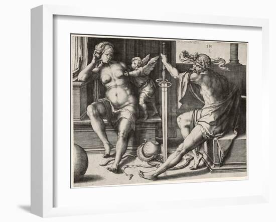 Mars, Venus, and Cupid, 1530-Lucas van Leyden-Framed Giclee Print