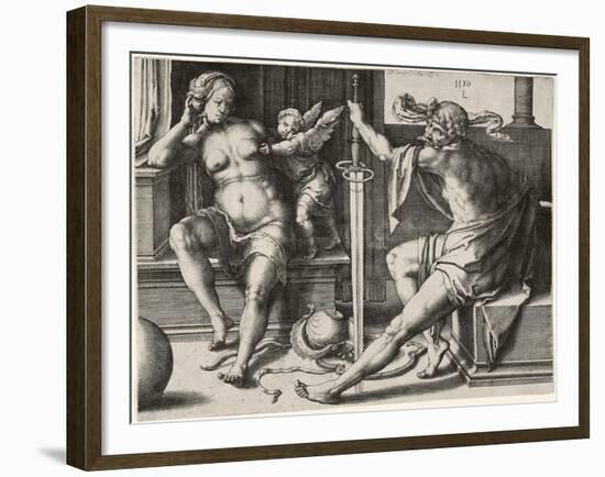 Mars, Venus, and Cupid, 1530-Lucas van Leyden-Framed Giclee Print