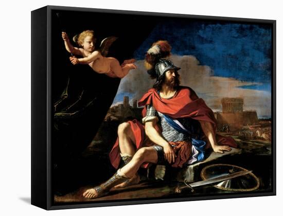 Mars with Cupid, 1649-Guercino (Giovanni Francesco Barbieri)-Framed Stretched Canvas