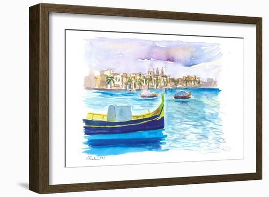 Marsaxlokk Picturesque fishing village scene in Malta-M. Bleichner-Framed Art Print