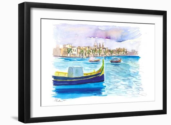 Marsaxlokk Picturesque fishing village scene in Malta-M. Bleichner-Framed Art Print