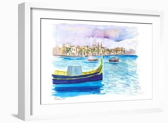 Marsaxlokk Picturesque fishing village scene in Malta-M. Bleichner-Framed Art Print