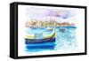 Marsaxlokk Picturesque fishing village scene in Malta-M. Bleichner-Framed Stretched Canvas