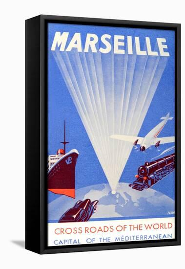 Marseille Crossroads of the World Advert C. 1940-null-Framed Stretched Canvas