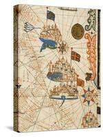 Marseille, Genoa and Venice, from a Nautical Atlas, 1646 (Ink on Vellum) (Detail from 330937)-Italian-Stretched Canvas