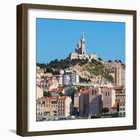 Marseille, Provence-Alpes-Cote d'Azur, France. The 19th cenury Neo-Byzantine Basilica of Notre-D...-null-Framed Photographic Print