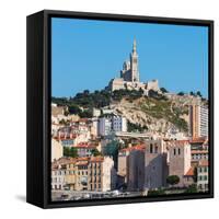 Marseille, Provence-Alpes-Cote d'Azur, France. The 19th cenury Neo-Byzantine Basilica of Notre-D...-null-Framed Stretched Canvas