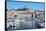 Marseille, Provence-Alpes-Cote d'Azur, France. View across Vieux-Port, the Old Port, to the 19th...-null-Framed Stretched Canvas