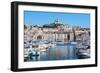 Marseille, Provence-Alpes-Cote d'Azur, France. View across Vieux-Port, the Old Port, to the 19th...-null-Framed Photographic Print