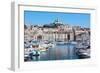 Marseille, Provence-Alpes-Cote d'Azur, France. View across Vieux-Port, the Old Port, to the 19th...-null-Framed Photographic Print