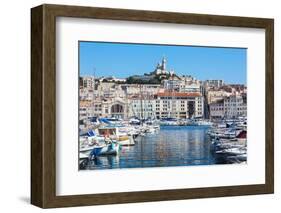 Marseille, Provence-Alpes-Cote d'Azur, France. View across Vieux-Port, the Old Port, to the 19th...-null-Framed Photographic Print