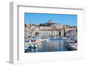 Marseille, Provence-Alpes-Cote d'Azur, France. View across Vieux-Port, the Old Port, to the 19th...-null-Framed Photographic Print