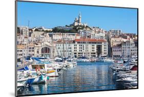 Marseille, Provence-Alpes-Cote d'Azur, France. View across Vieux-Port, the Old Port, to the 19th...-null-Mounted Photographic Print