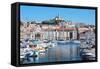 Marseille, Provence-Alpes-Cote d'Azur, France. View across Vieux-Port, the Old Port, to the 19th...-null-Framed Stretched Canvas