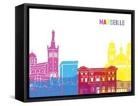 Marseille Skyline Pop-paulrommer-Framed Stretched Canvas