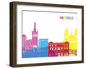 Marseille Skyline Pop-paulrommer-Framed Art Print